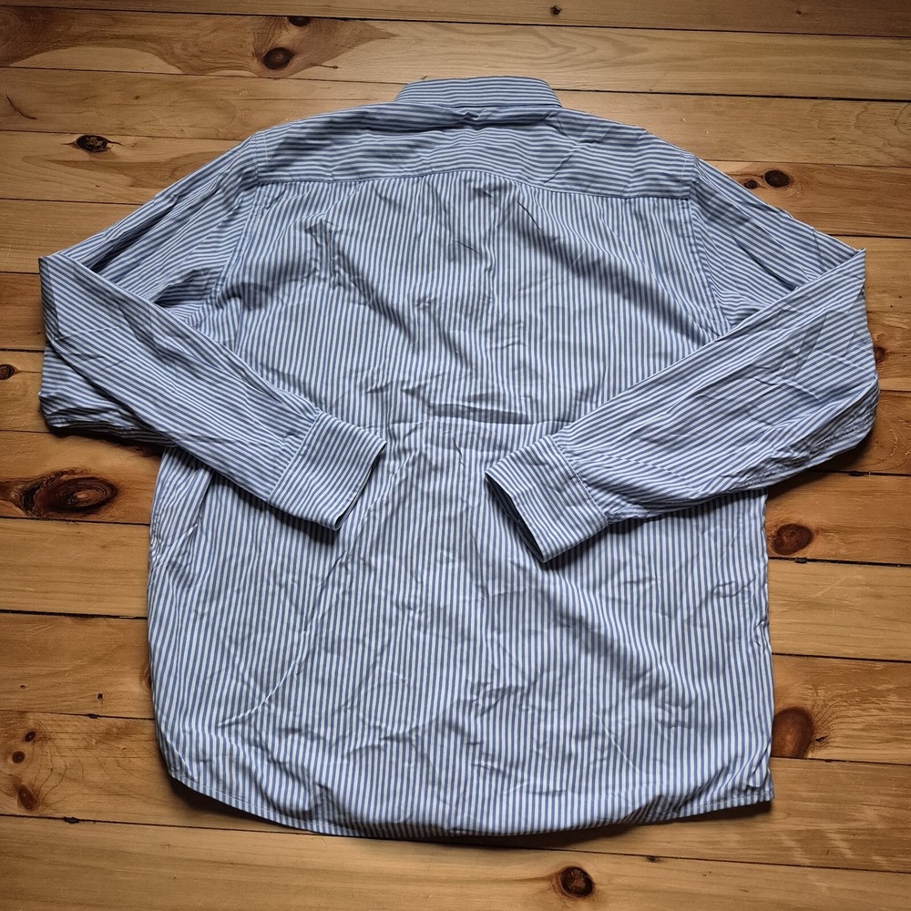 Untuckit Performance Shirt Mens Large Button Up Nylon Blue Stripe Preppy School - Picture 7 of 8